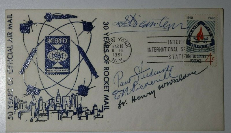 INTERPEX 50 Official AirMail 30 Yrs Rocket Mail 1961 Signed Philatelic Cover