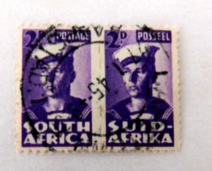 South Africa #93 pair, Used/Fine, S.O.N. cancel, 2p, Sailor, 1943