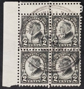 U.S. Used #612 2c Harding Gutter Snipe Block. Lovely First Flight Cancel. A Gem!