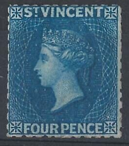 St Vincent 1863 4d deep blue sg6 fine mint, dulled perfs cat £275