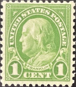 Scott #632 1927 1¢ Benjamin Franklin rotary perf. 11 x 10.5 MNH OG