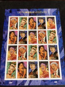 SCOTT#4497-4501 -LATIN MUSIC LEGENDS FOREVER STAMPS MNH-SHEET OF 20 STAMPS-2011