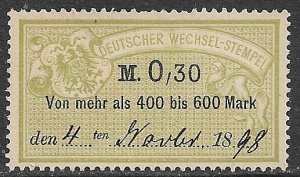 GERMANY 1886 0,30m Bill of Exchange Revenue Erler No. AJ101A Used