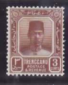 Malaya Trengganu-Sc#23- id13-unused NH og 3c lt brown Sultan-1938-