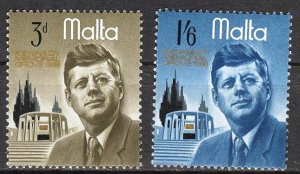 Malta 1966 Inauguration of the J.F. Kennedy Memorial in Malta set of 2 MNH