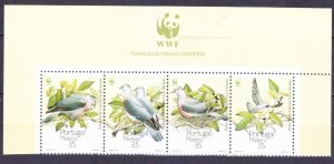 1991 Portugal Madeira 143-146strip+Tab WWF, Birds 7,00 €