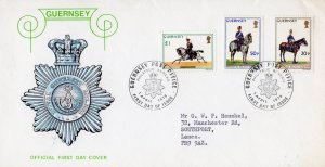 Guernsey 1975 Sc#108/110 GUERNSEY MILITARY/HORSES Set (3) FDC