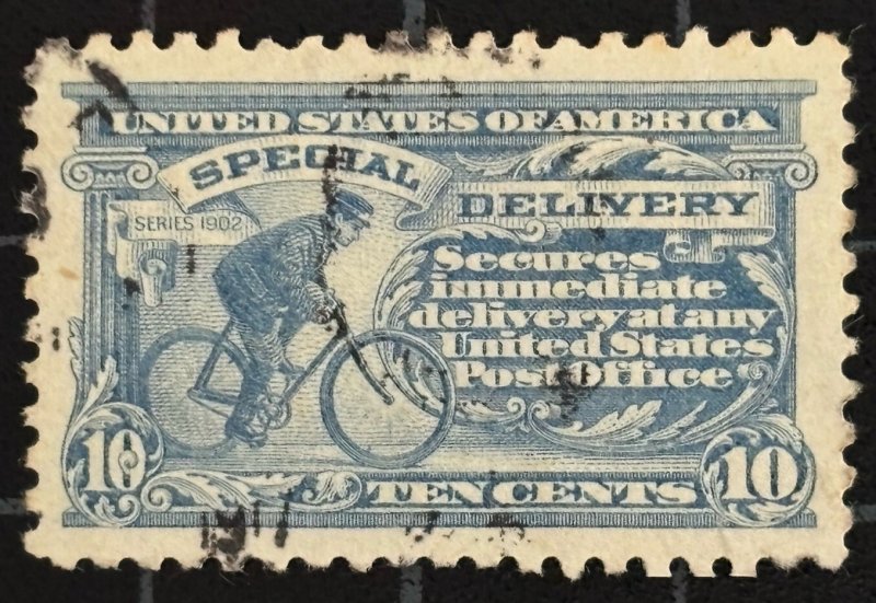 US Stamps - SC# E10 - Used - VF XF 85 - Bicycle Messenger - P10 - SMQ = $110.00