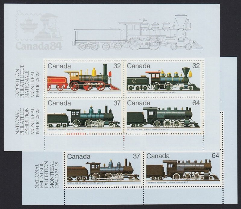 COLOUR VARIETY = LOCOMOTIVES = Pair  of S/Ss Canada 1984 #1039a ec442