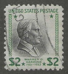 USA, Stamp, Scott#833, Used, Hinged, $2.00, W. Harding,