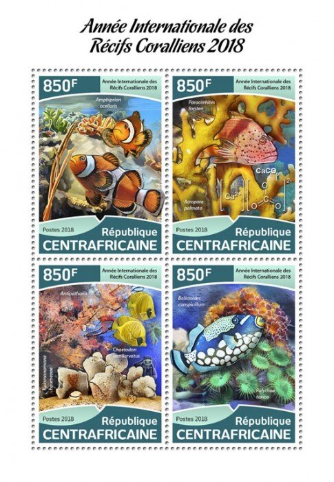 C A R - 2018 - Year of the Reef - Perf 4v Sheet - Mint Never Hinged