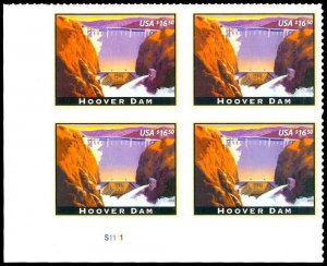 Hoover Dam 2008 $16.50 Express Mail Plate Block of Four Stamps Scott 4269