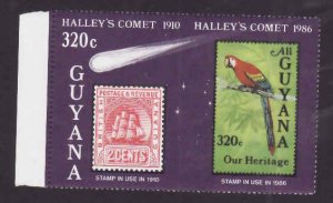 Guyana-Sc#1461c- id7-unused NH Imperf pair-Birds-Space-Halley's Comet-St...