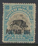 North Borneo SG D63 MH 10c Opt Postage Due  see details and scans 