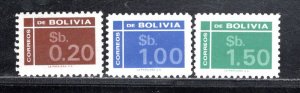 BOLIVIA SC# 594-96 FVF/MNH