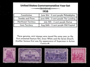 1938 Complete Mint Set of Vintage Commemorative Stamps