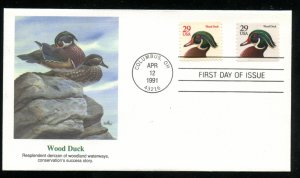 US 2484,2485 Wood Duck Bklt single Perf 10 & 11 UA Fleetwood cachet FDC