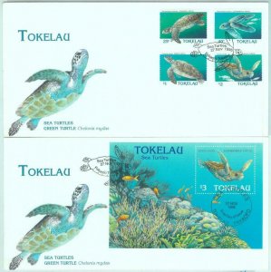 83813 - TOKELAU  - set of 2 FDC Cover  1995  Sea Turtles FISH 