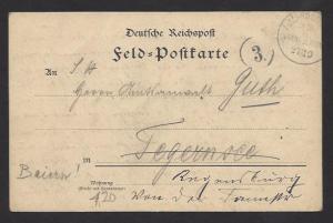 GERMANY / BAVARIA 1914 WW1 FELDPOST Card PERRONE INN Somme France