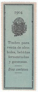 I.B Nicaragua Revenue : Alcohol Duty 10c 1904