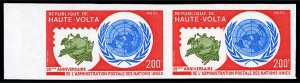 Burkina Faso (Haute-Volta) #405, 1976 UPU and the UN, imperf. left margin hor...