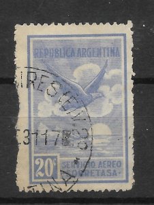 ARGENTINA 1928 AIRMAIL STAMP EAGLE 20C BLUE SCOTT C5 MICHEL 317 USED