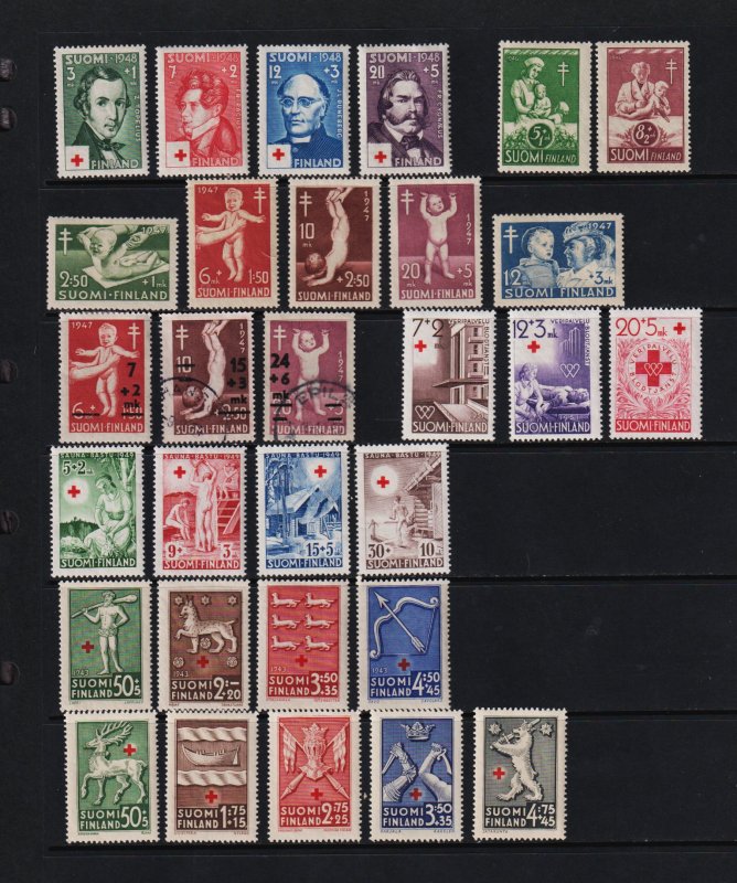 Finland - 8 semi-postal sets, cat. $ 53.30