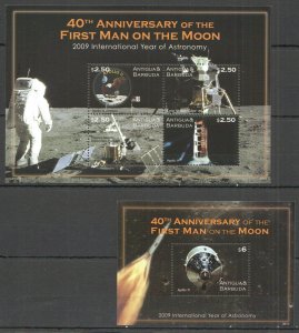 B0347 2009 Antigua & Barbuda Space Man On Moon #4693-7 Bl+Kb Mnh