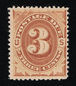 OUTSTANDING GENUINE SCOTT #J3 F-VF MINT OG NH VIVID BROWN COLOR 1879 POSTAGE DUE