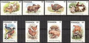 Rwanda 1979 Domestic Animals Birds Rabbits Ducks Set of 8 MNH