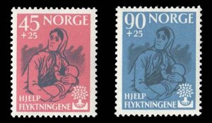 Norway #B64-65 Cat$24, 1960 World Refugee Year, set of two, never hinged