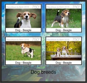 Stamps. Fauna Domestic DOGS  1+1 sheets perforated 2016 year Benin