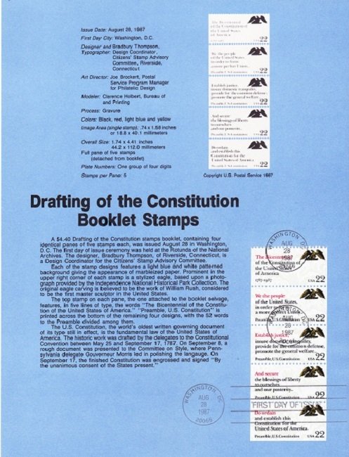 US SP816 Drafting the Constitution Souvenir Page #2359a