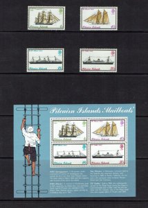 Pitcairn Island: 1973, Mailboats, MNH set and Miniature Sheet