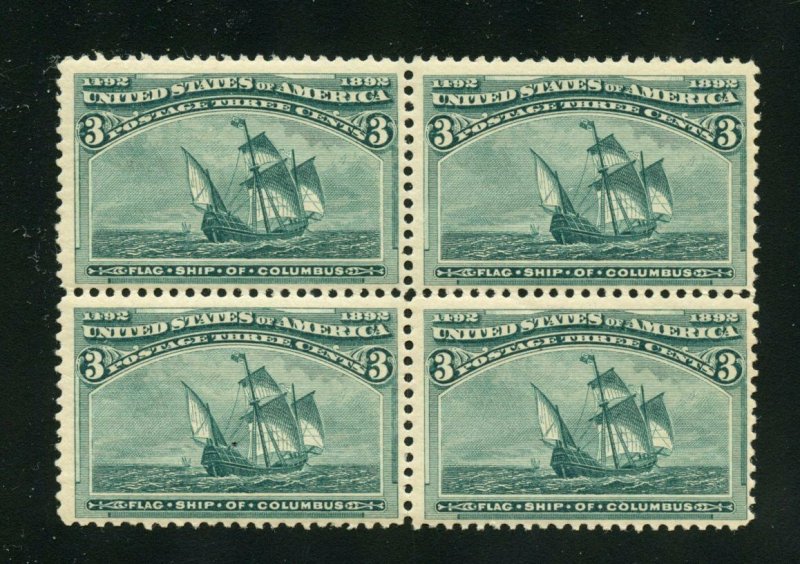 [SOLD] UNITED STATES SCOTT #232 3c COLUMBIAN  BLOCK F/VF MINT NH scott $390.00