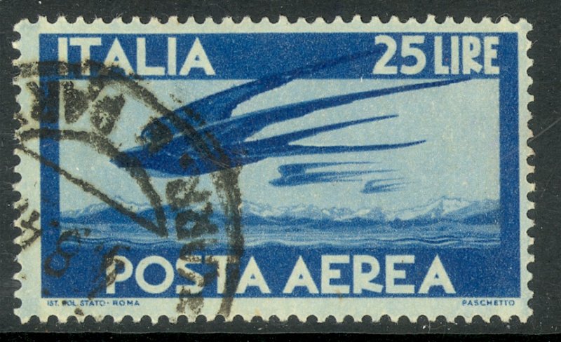 ITALY 1945-47 25L SWALLOW IN FLIGHT Airmail Sc C111 VFU