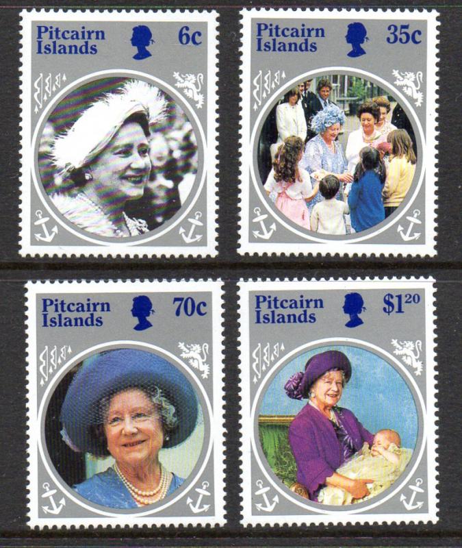 Pitcairn Islands Sc 253-56 1985 85th Birthday Queen Mother stamp set mint NH