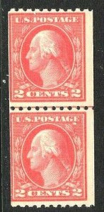 [GF]   Fresh 1914 US #442 Mint-NH ~ Vertical Coil Line Pair [Perf. 10]