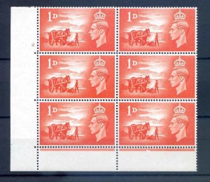 SGC1 1d Channel Islands Liberation  Cylinder 2 No Dot E/P Unmounted Mint Block 6