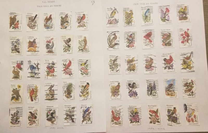 US STAMPS SCOTT #1953-2002 set Used 20c State Birds and Flowers T6994