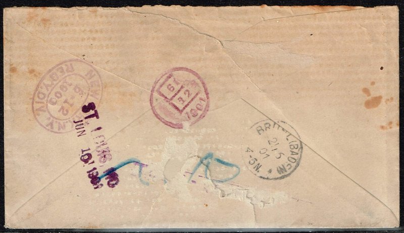 # 225 + 297 on registered cover to Germany