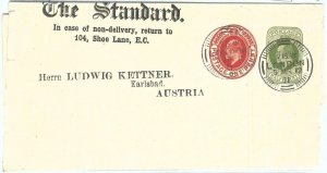72444 - GREAT BRITAIN - POSTAL STATIONERY WRAPPER to AUSTRIA Printed to order