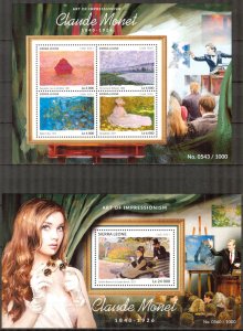 Sierra Leone 2015 Art Paintings Claude Monet Sheet + S/S MNH