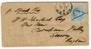 Lagos 1908 Bonny cancel on wrapper to England