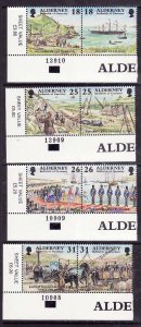 Alderney-Sc#106-13- id9-unused NH set-Military-Ships-Garrison Island-1997-