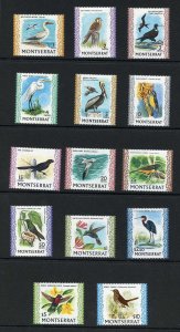 Montserrat SG242/54c 1970 Set of 14 Birds U/M Cat 40 pounds