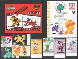 B1025 Nevis Cartoons Walt Disney Animation Tuff Mickey Mouse !!! 2Set+2Bl Mnh