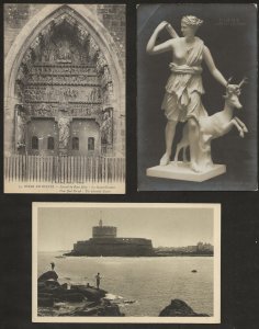 Vintage postcards Mostly Europe 100 views of towns ruins churches coast color/BW