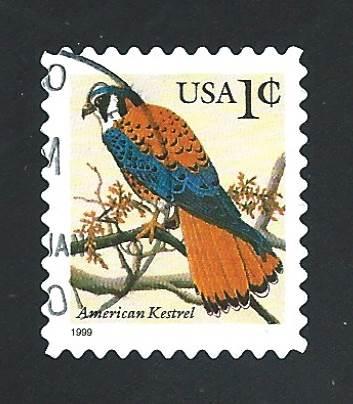 SC# 3031 - (1c) - Amer Kestrel, black inscription and year , Used