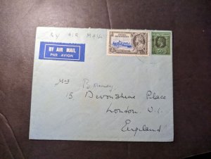 1935 British Singapore Straits Settlements Airmail Cover to London W1 England